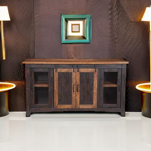 Martin Svensson Home Rustic 65" Wood Entertainment Center, Black and Honey
