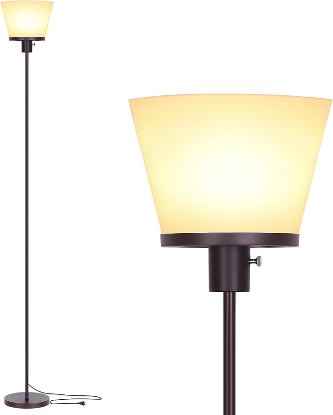 Modern Floor Lamp with Resin Shade – E26 Base, Indoor Standing Lamp