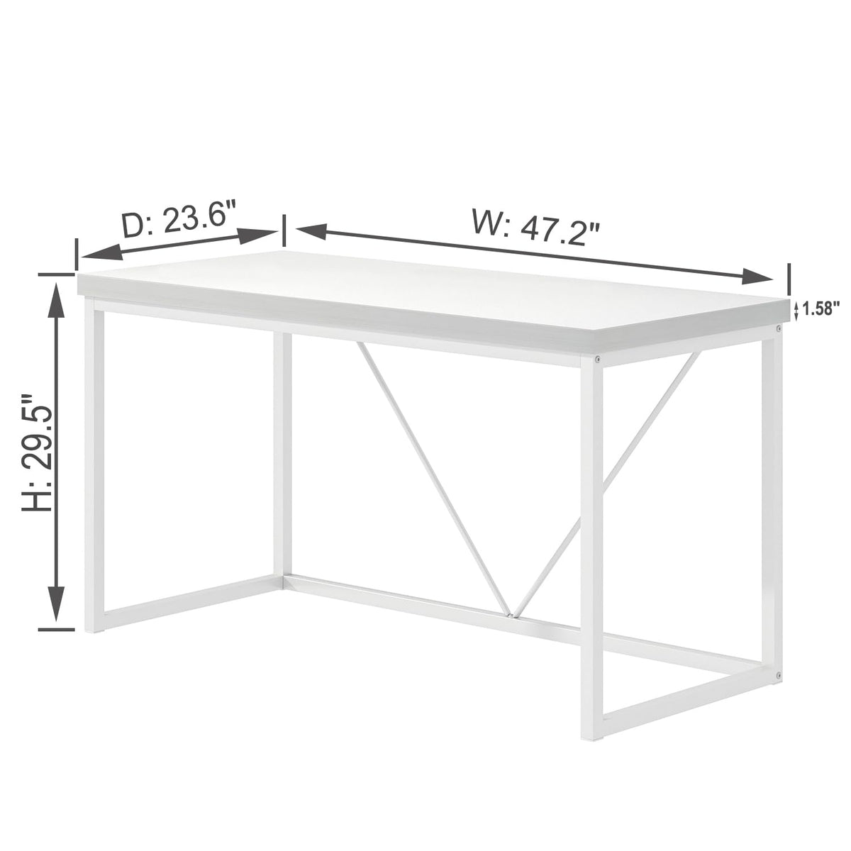 EXCEFUR White Computer Desk, Modern Home Office Desk, Small Wood Study Writing Table Workstation for Bedroom Living Room, 47 inch