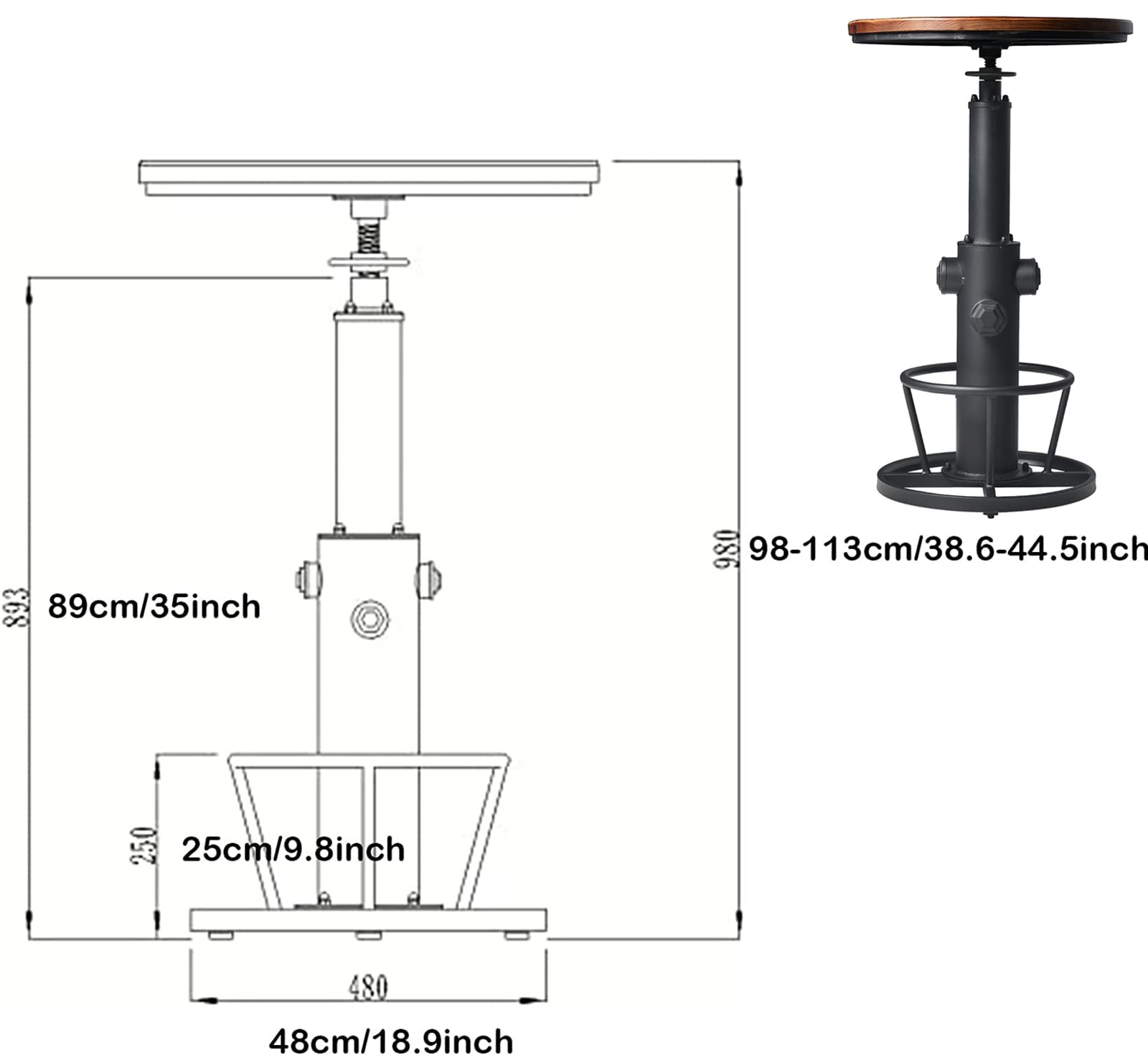 Adjustable Bar Height Table & Stools Set, 3-Piece