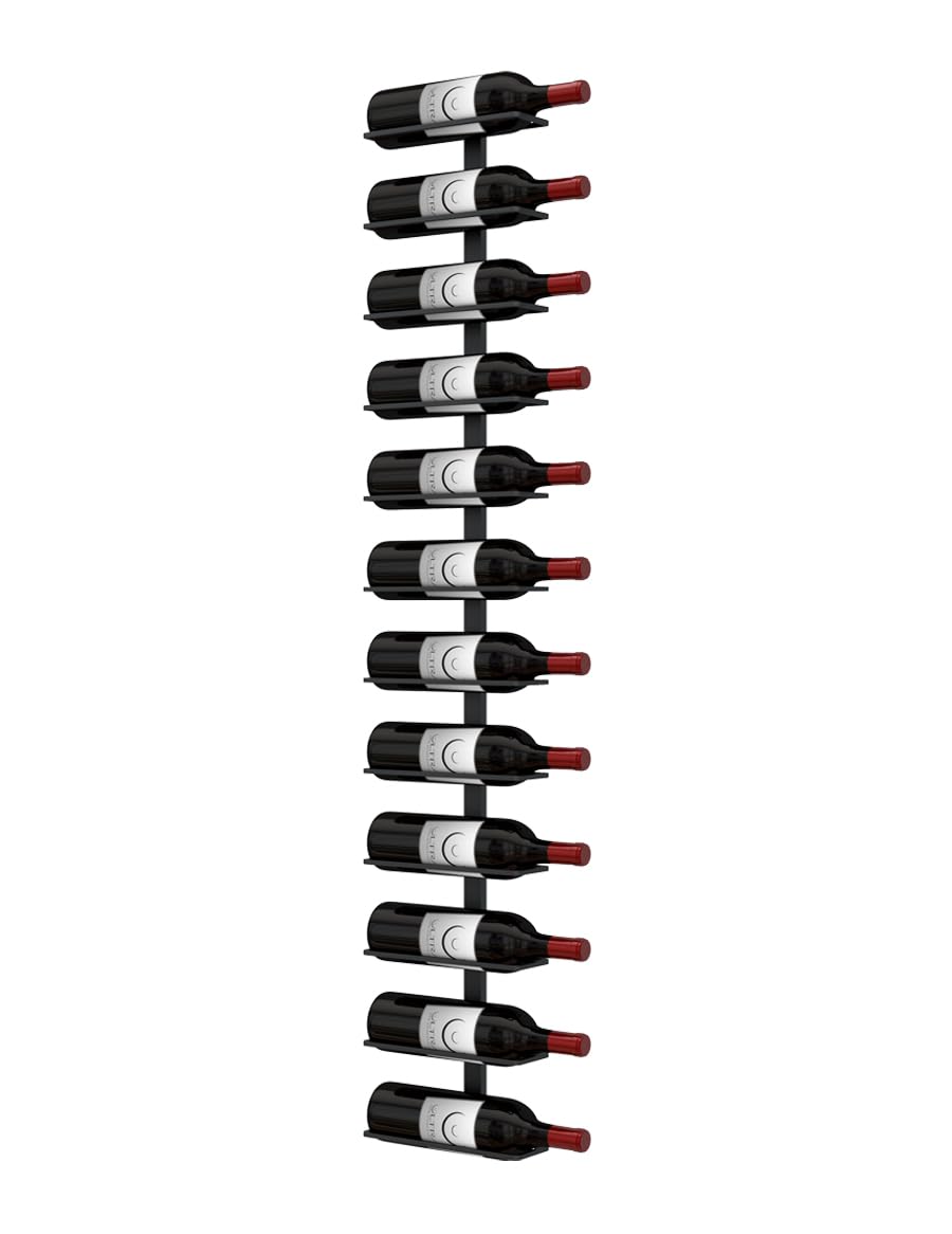 Ultra Wine Racks Max Reveal Wall Mounted Wine Rack – Black Metal Wall Rails, 4 ft (12 Bottles)