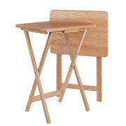 Oakestry 2-Piece Solid Wood TV Tray Table Set | Foldable Snack & Laptop Desk | Portable Folding Dinner Side Table | Space Saving | Natural Finish