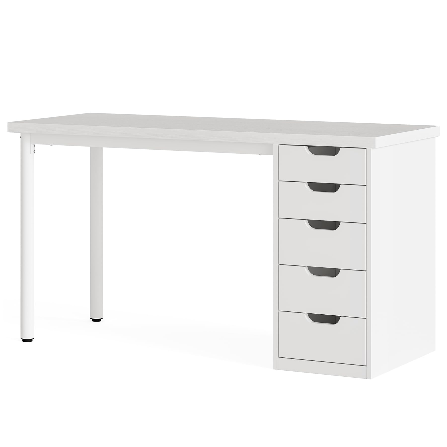 47" Computer Desk with 5 Drawers & Metal Frame