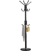 Freestanding Coat Rack with Marble Base & 11 Hooks