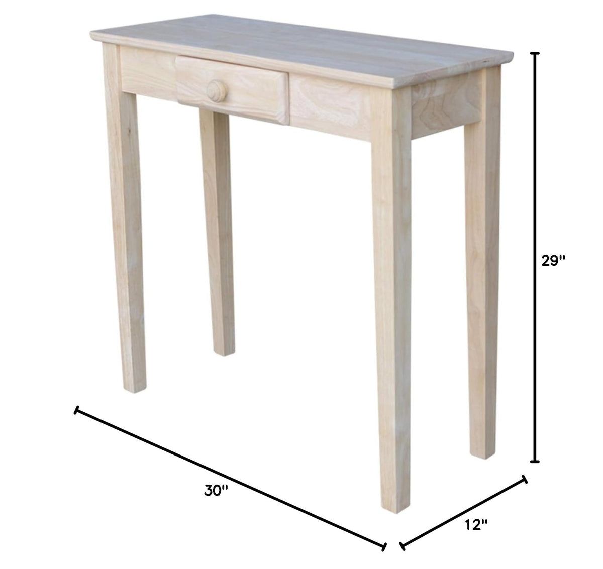 Unfinished Wood Console Table with Drawer