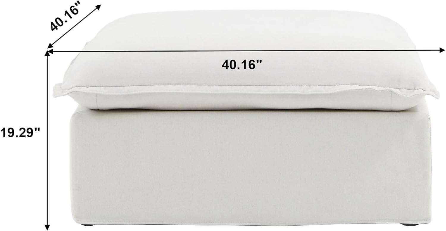 JACH Ottoman Module for Living Room, Cushion Covers Removable, Minimalist Comfy Breathable Ottoman Paired with Sofa Couch for Living Room Apartment, Beige