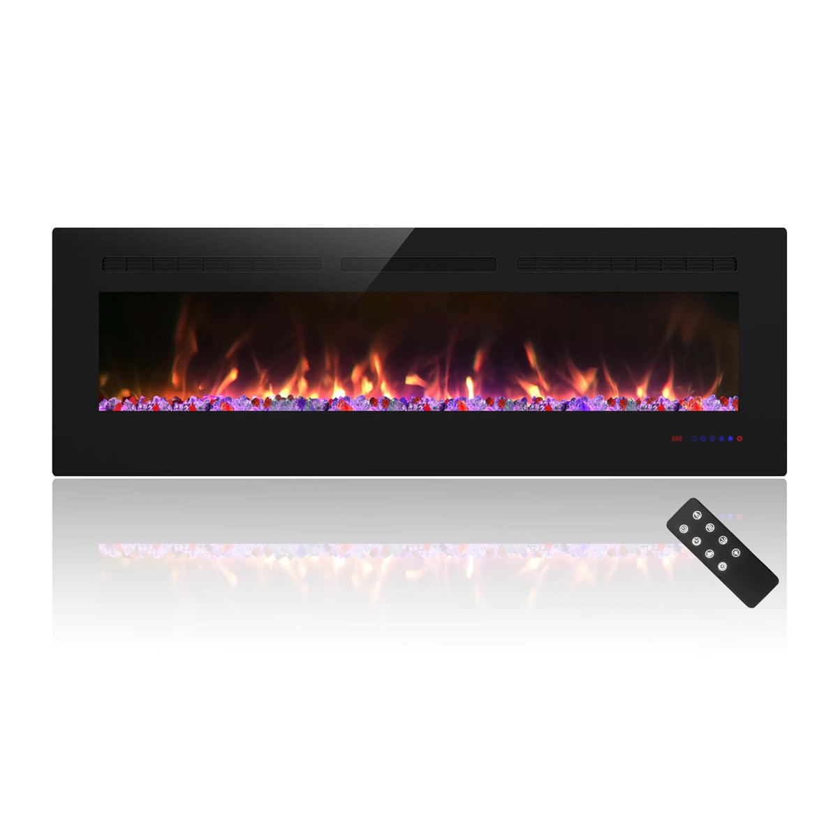Cheerway 60 inch Electric Fireplace Heater, Wall Mounted & Recessed Electric Fireplace Insert, Ultra-Thin Linear Fireplace w/Thermostat, 13×13 Flame Color, Remote & Touch Control w/Timer, 750W/1500W