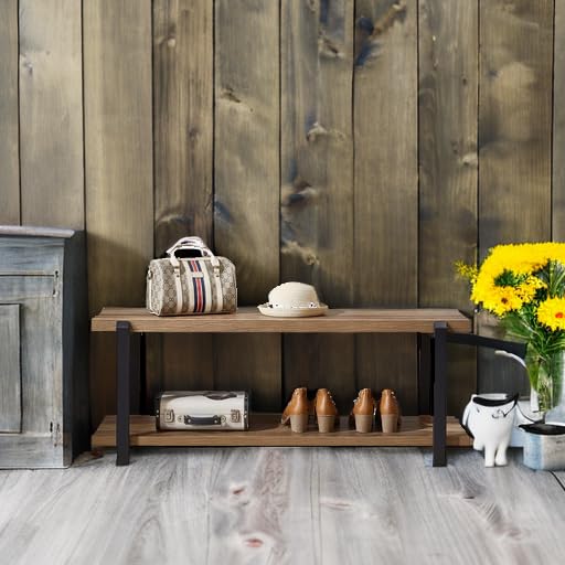 Industrial Oak Entryway Bench