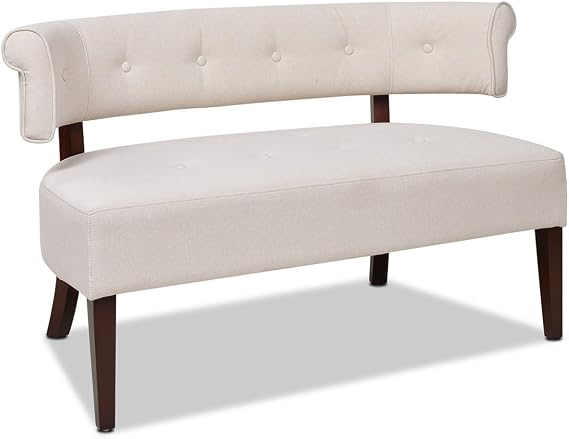 Beige Tufted Bench Settee
