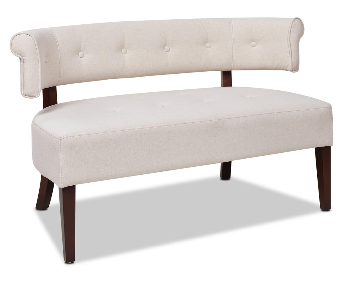 Beige Tufted Bench Settee
