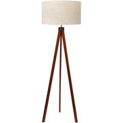 Wood Tripod Floor Lamp with Linen Shade