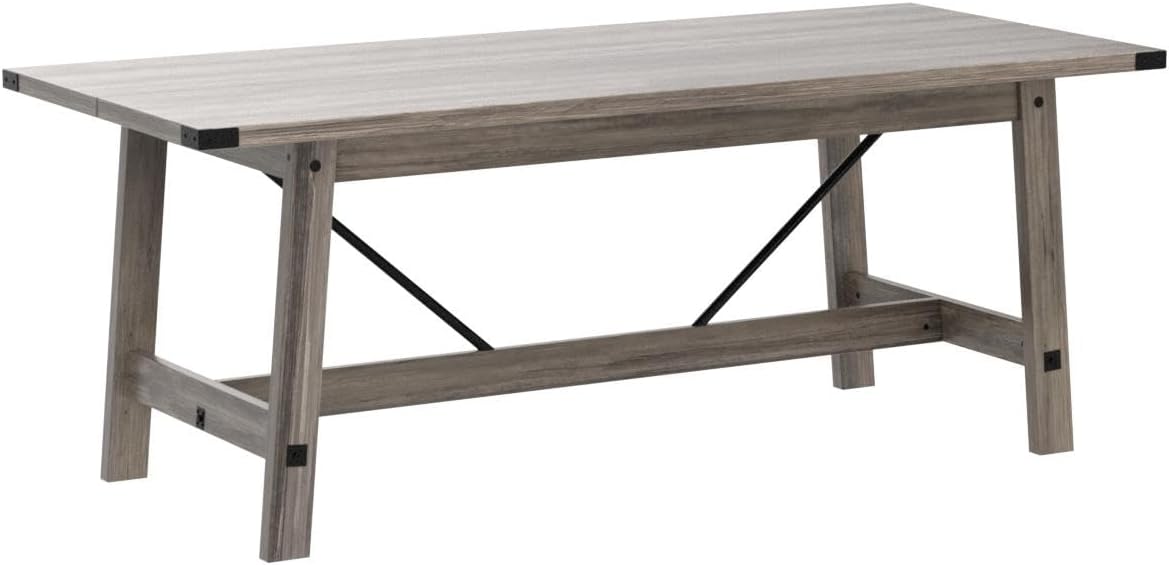 WAMPAT Set of 2 Farmhouse Dining Tables for 8-12 Persons with Heavy Duty Wooden Legs, 135.4 Inch Rectangular Modern Wood Kitchen Table for Dining Room & Living Room, Rustic Grey