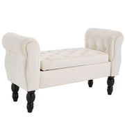 Velvet Storage Ottoman Bench with Wood Legs
