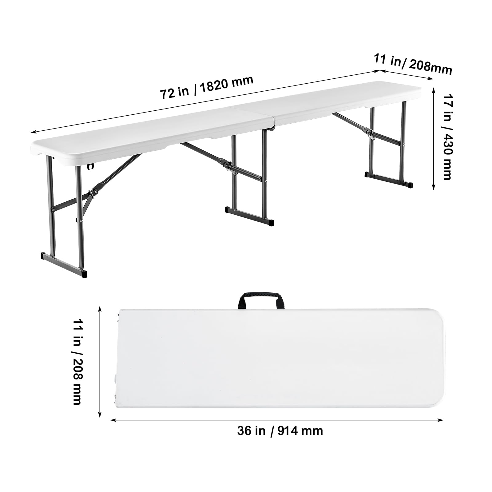 6FT Folding Bench, 2-Pack