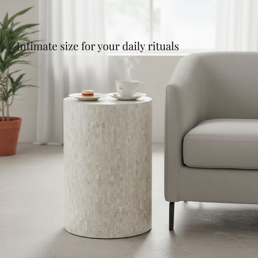 Mother of Pearl Drum Side Table