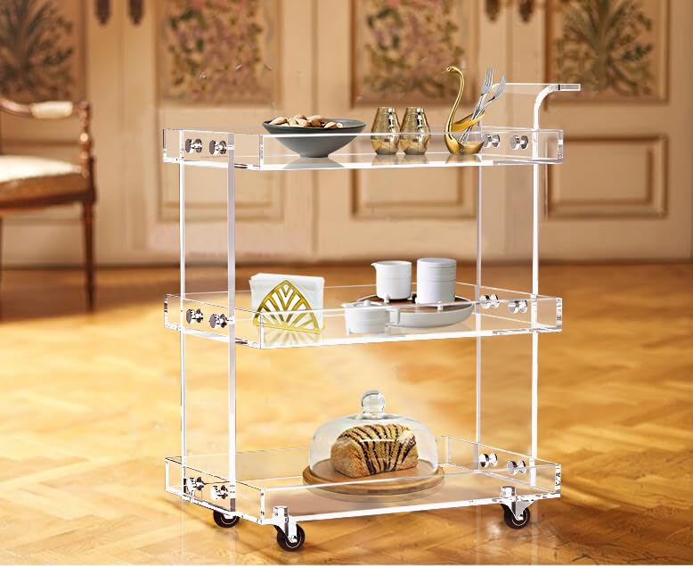 Clear Acrylic Rolling Bar Cart