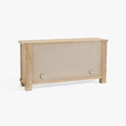 66" Reclaimed Pine Sideboard Buffet, Pale Sand Finish Credenza with 3 Drawers, 2 Doors & Cord Cutouts, Farmhouse Style, Natural Oak