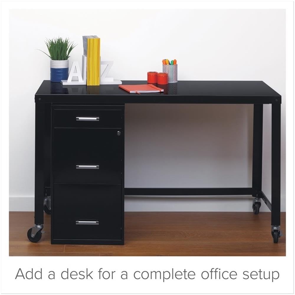Black 3-Drawer Metal Filing Cabinet