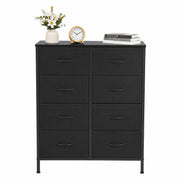 8-Compartment Tall Storage Cabinet with Steel Frame and Top Panel, Black