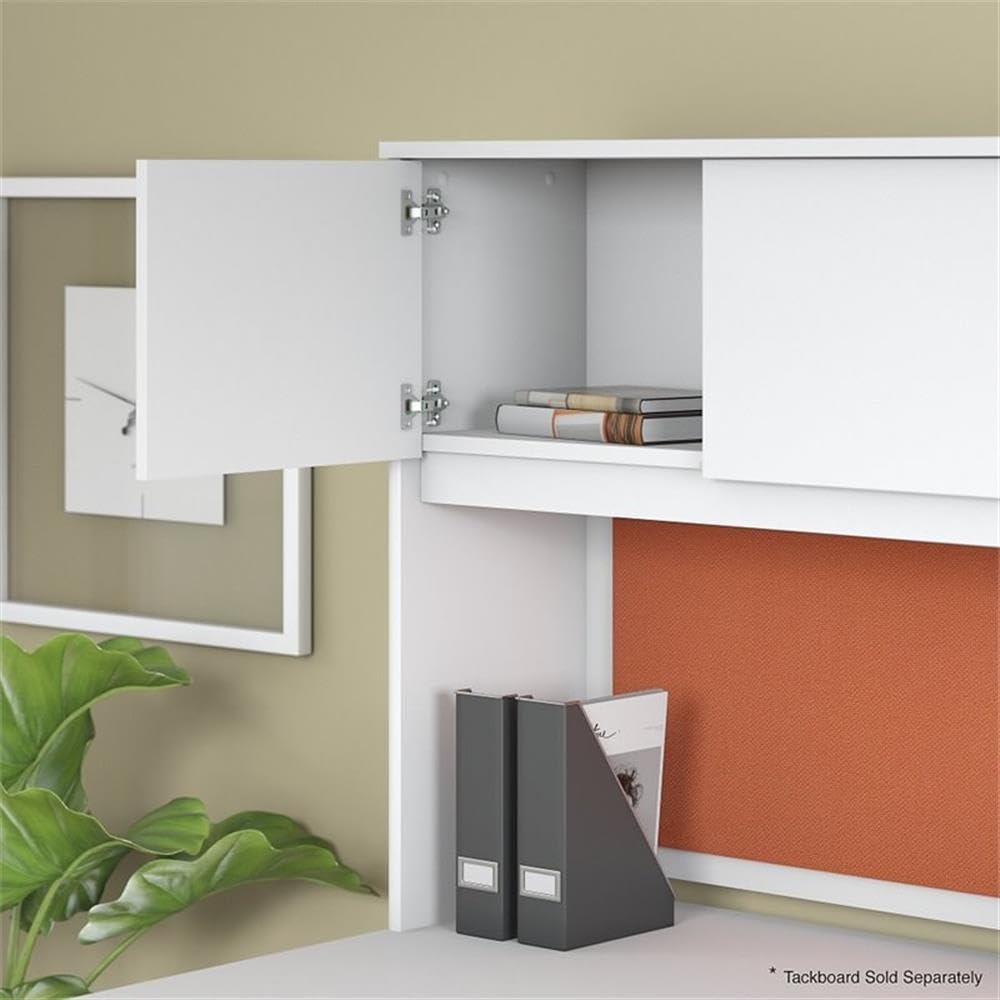 72W Office Desk Hutch with 4 Doors, White