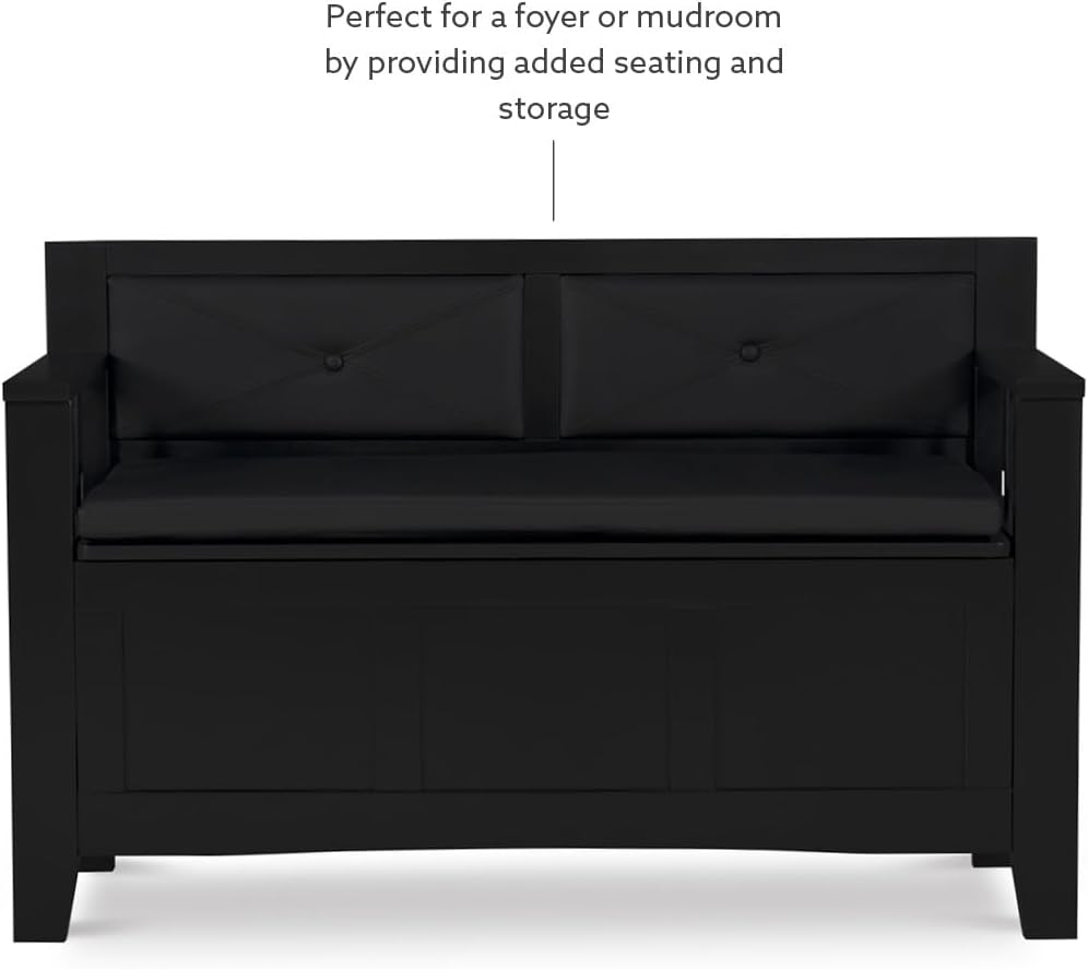 Linon Carlton Padded Bench, 44.5"W x 17"D x 30"H, Black