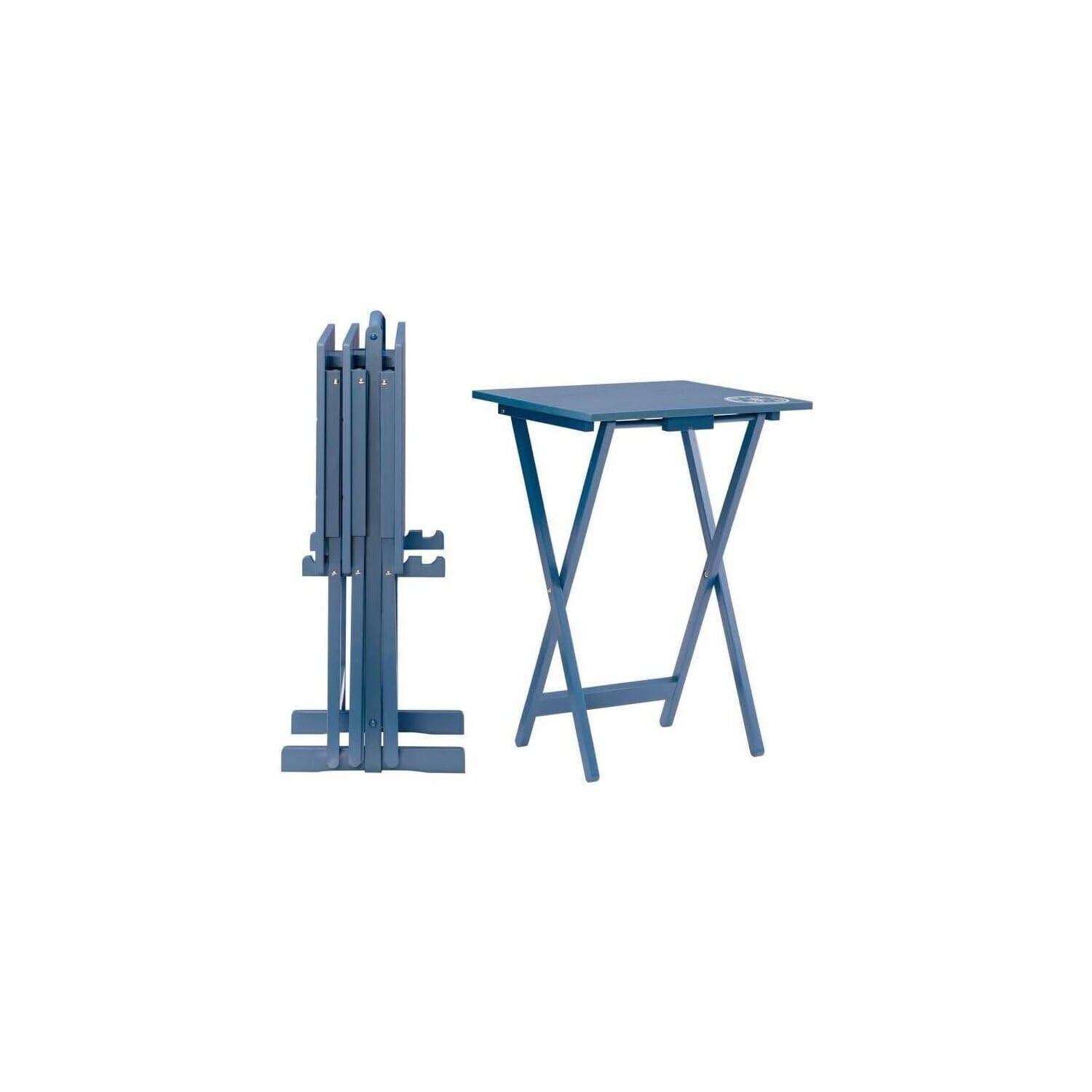 Folding Wood TV Tray Table Set of 4 with Stand