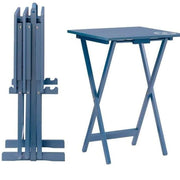 Folding Wood TV Tray Table Set of 4 with Stand