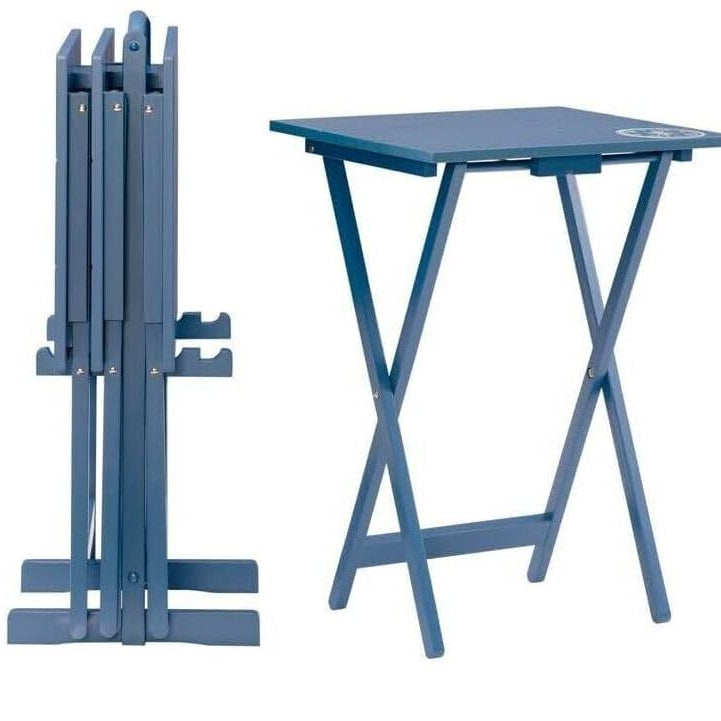 Folding Wood TV Tray Table Set of 4 with Stand