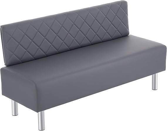 Brown Faux Leather Reception Bench