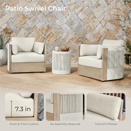3-Piece Boho Patio Bistro Set with Swivel Chairs & Side Table