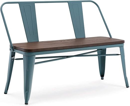 Industrial Dining Bench with Removable Backrest