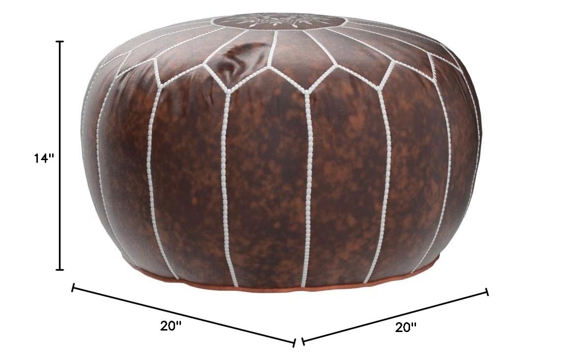 nuLOOM Classic Moroccan Faux Leather Filled Ottoman Pouf