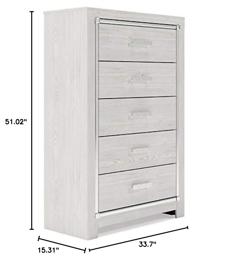 Signature Design by Ashley Altyra Contemporary 5 Drawer Chest, White