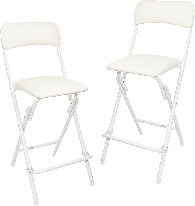 Folding Bar Stool with Footrest (Set of 2)