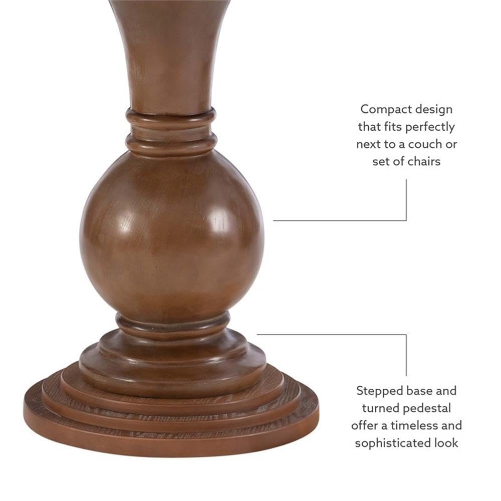 Round Pedestal Accent Table – Natural Finish