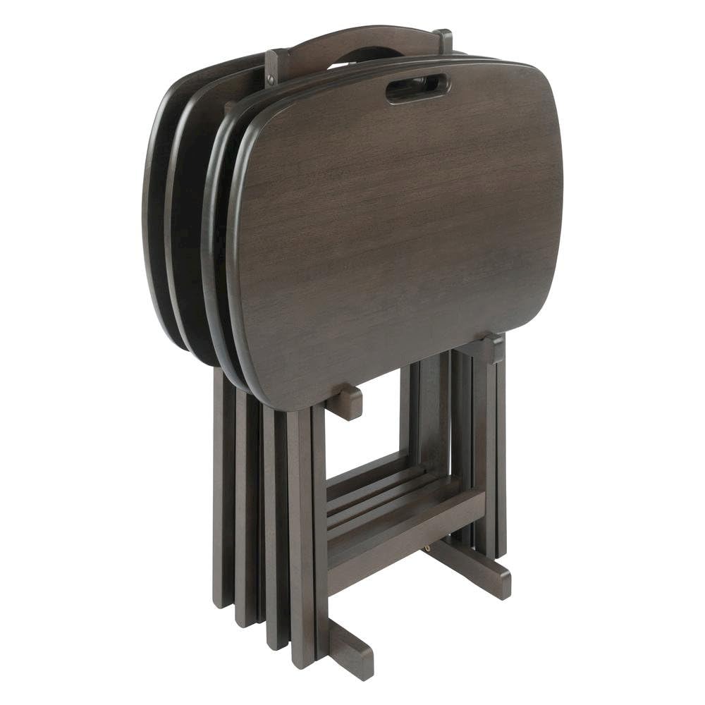 5-Piece Folding TV Tray Table Set with Storage Rack