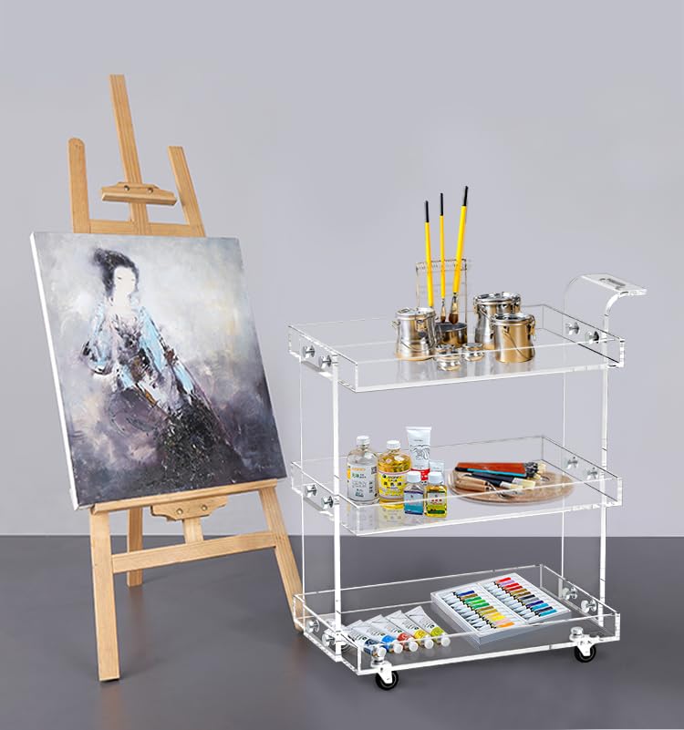 Clear Acrylic Rolling Bar Cart