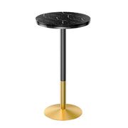 Round Marble-Top Bar Table | Black & Gold, 22" Top
