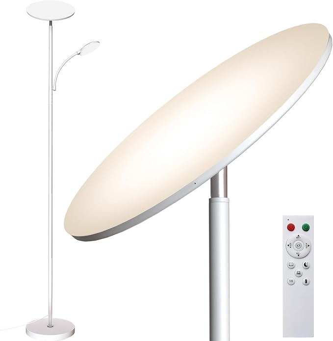 LED Floor Lamp with Bendable Reading Light, 44W 4500LM, Dimmable, 69" Tall