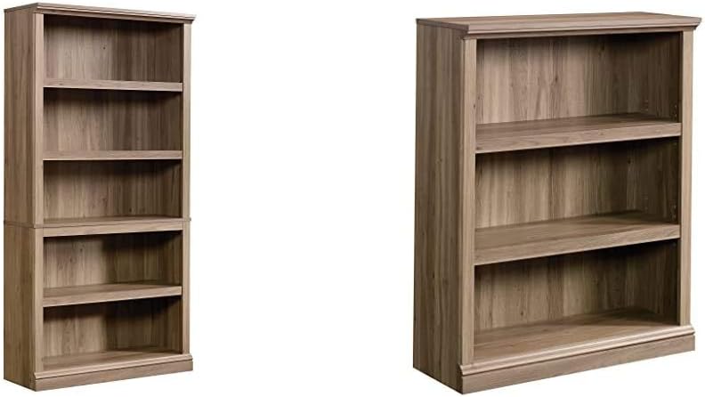 Sauder Miscellaneous Storage Bookcases/Book Shelves (5-Shelf and 3-Shelf), Salt Oak Finish