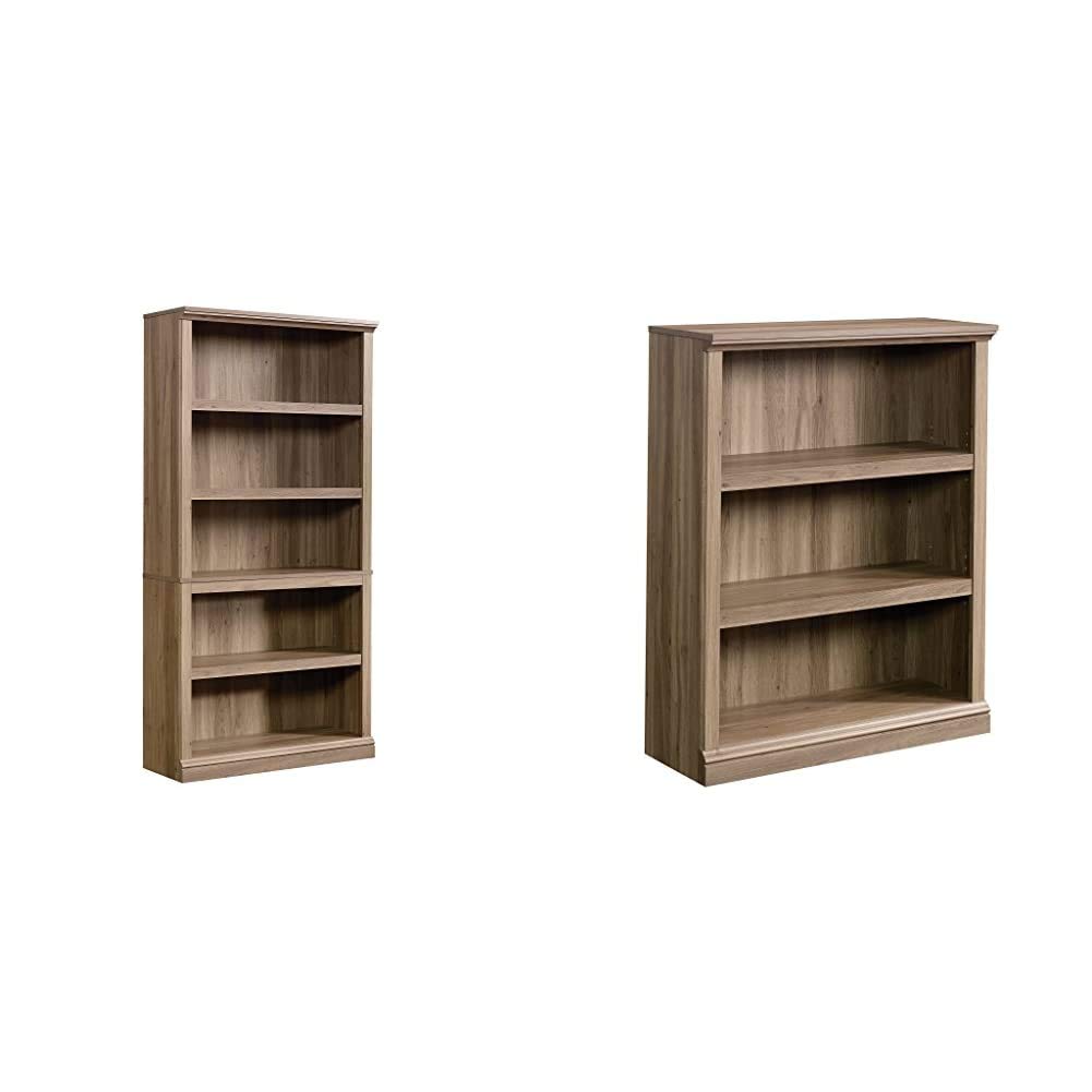 Sauder Miscellaneous Storage Bookcases/Book Shelves (5-Shelf and 3-Shelf), Salt Oak Finish