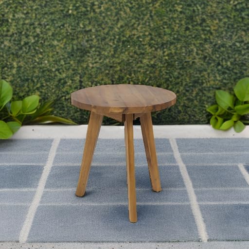 Acacia Wood Round Outdoor Side Table