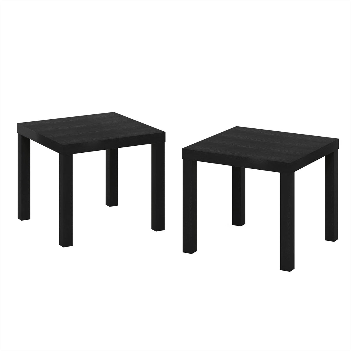 Furinno Classic 2-Piece Black End & Coffee Tables Set, Square 20" End Table and 38" Rectangular Coffee Table