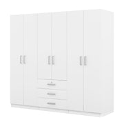 6-Door Wooden Wardrobe with Drawers & Shelves