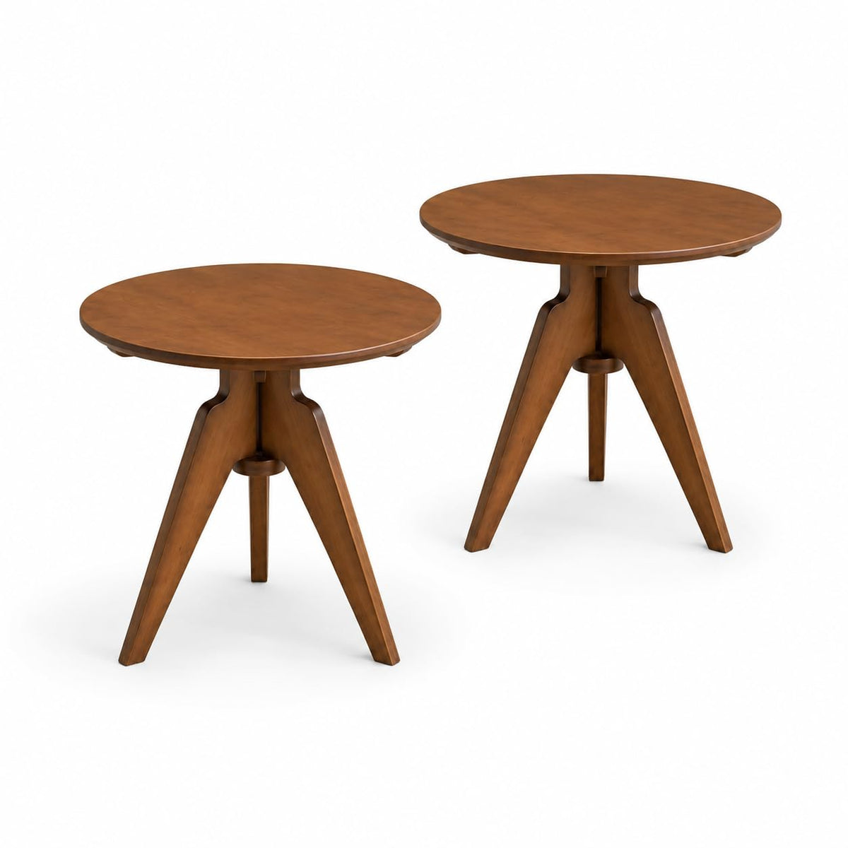 Maydear Bamboo Small Round Side Table Set of 2, Accent End Tables or Coffee Tables for Living Room, Bedroom, Office, Easy Assembly, 3-Leg Design
