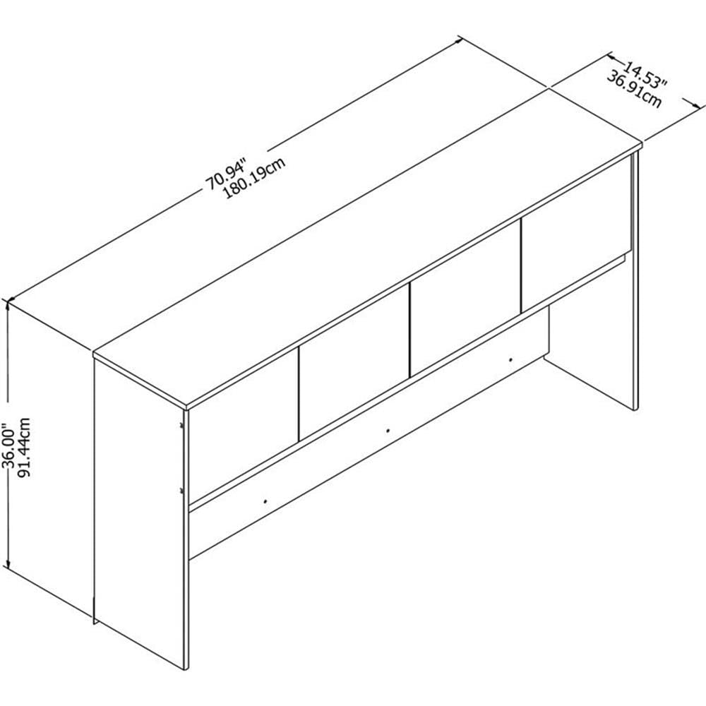 72W Office Desk Hutch with 4 Doors, White