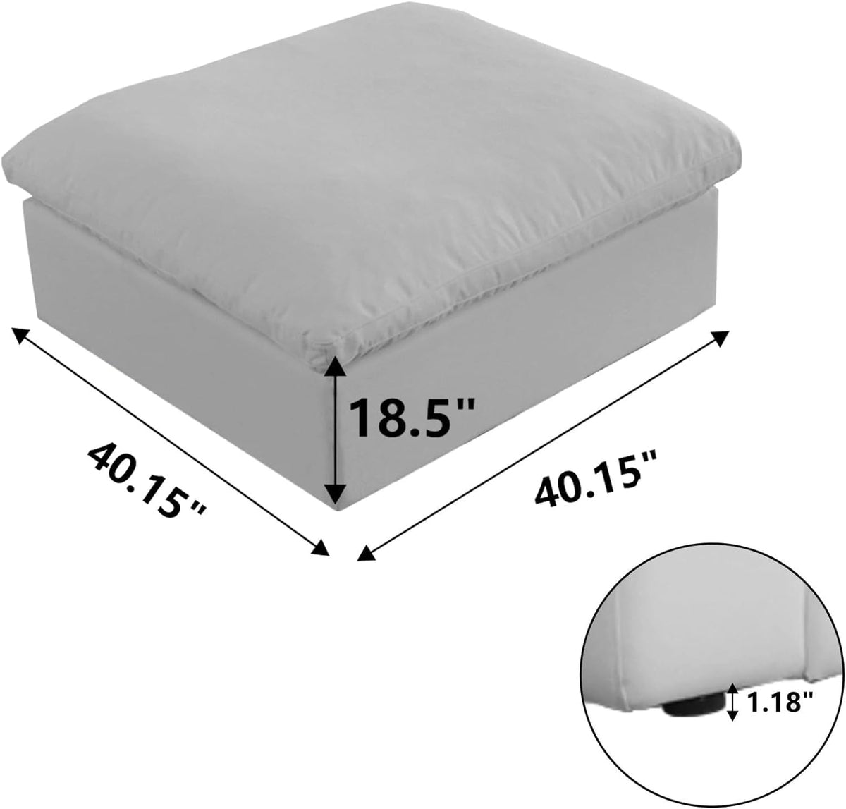Gray Velvet Storage Ottoman