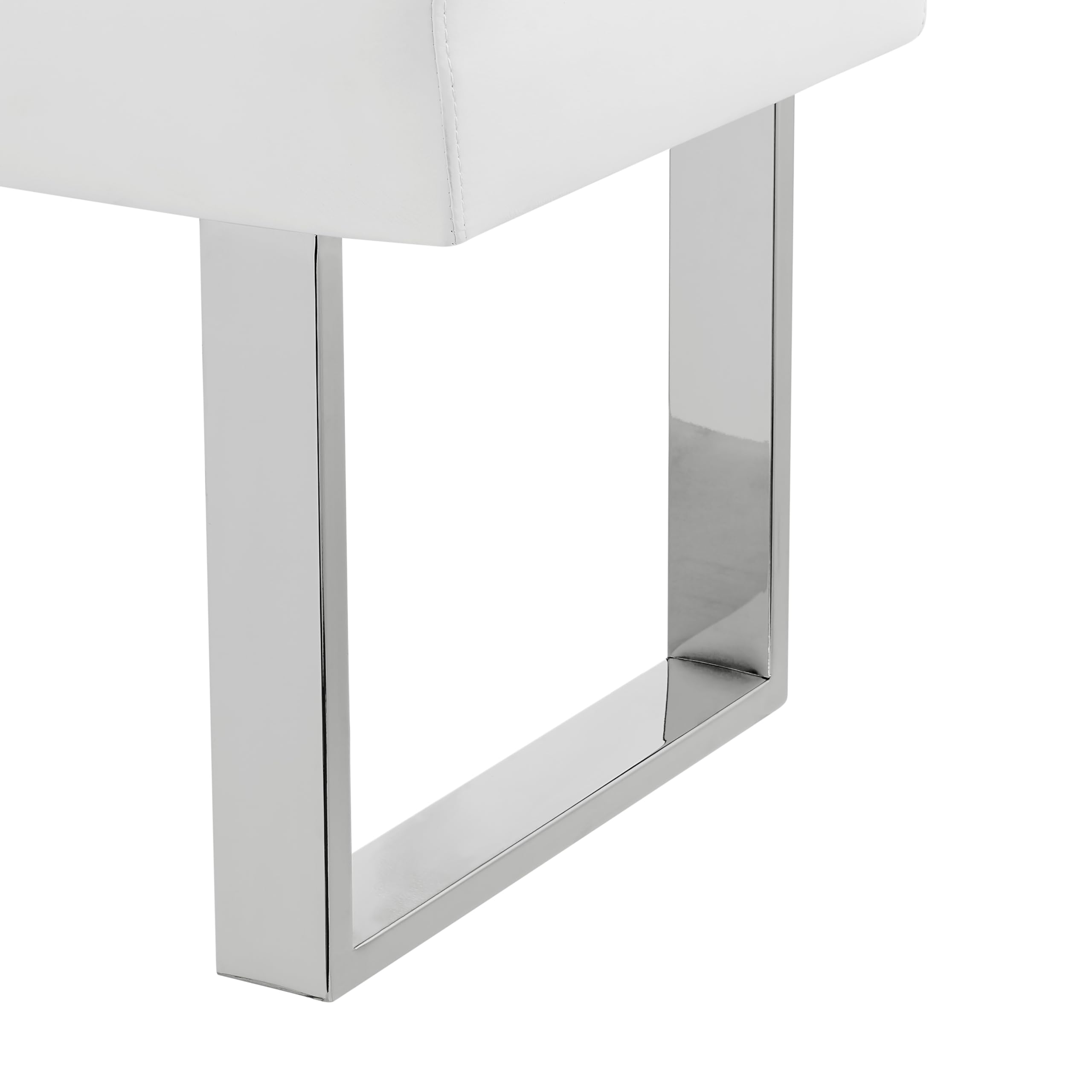 Armen Living Amanda Bench in White and Chrome Finish 48"x18"x19"