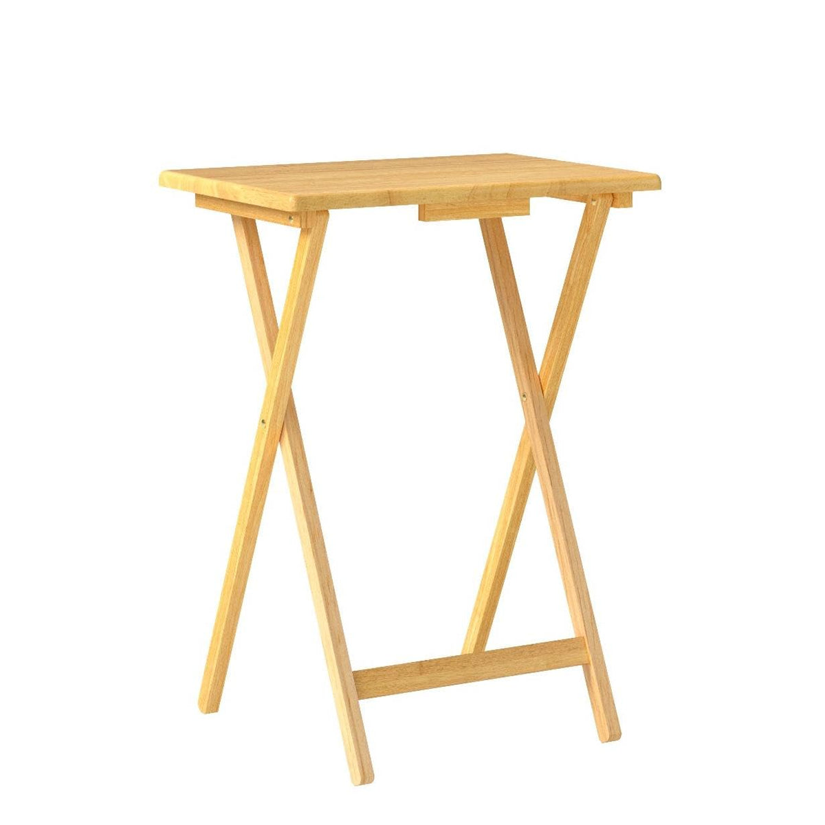 PJ Wood - 5-Pack Folding TV Tray Tables - Wooden Set with Storage Rack