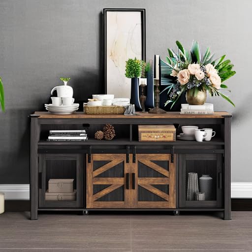 Farmhouse Buffet Cabinet with Sliding Barn Doors